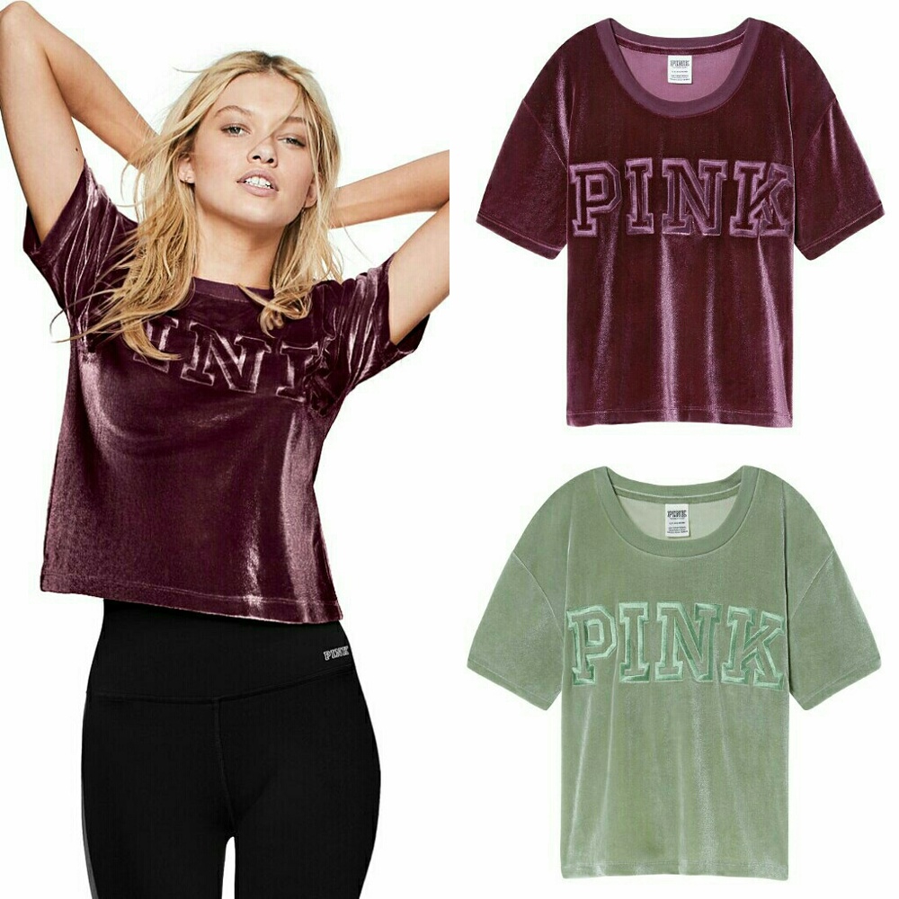 NIP VS PINK Cropped Velvet Tee